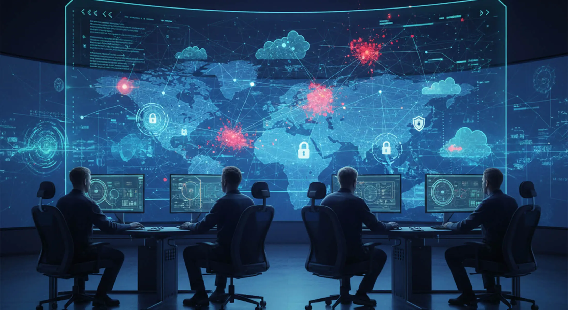 Real-time threat monitoring dashboard showing cybersecurity alerts