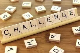 The word "challenge" spelled out with wooden blocks